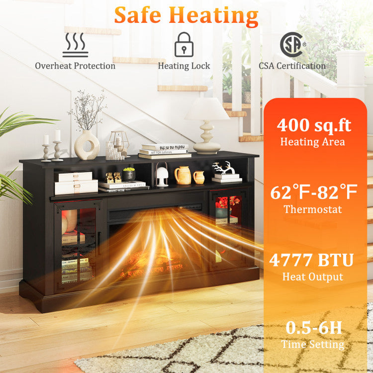 Fireplace TV Stand with Remote Controls and Thermostat for TVs Up to 50 Inch
