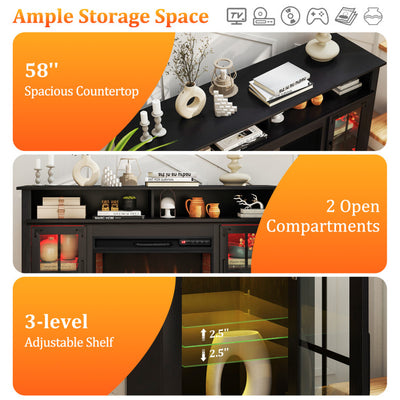Fireplace TV Stand with Remote Controls and Thermostat for TVs Up to 50 Inch