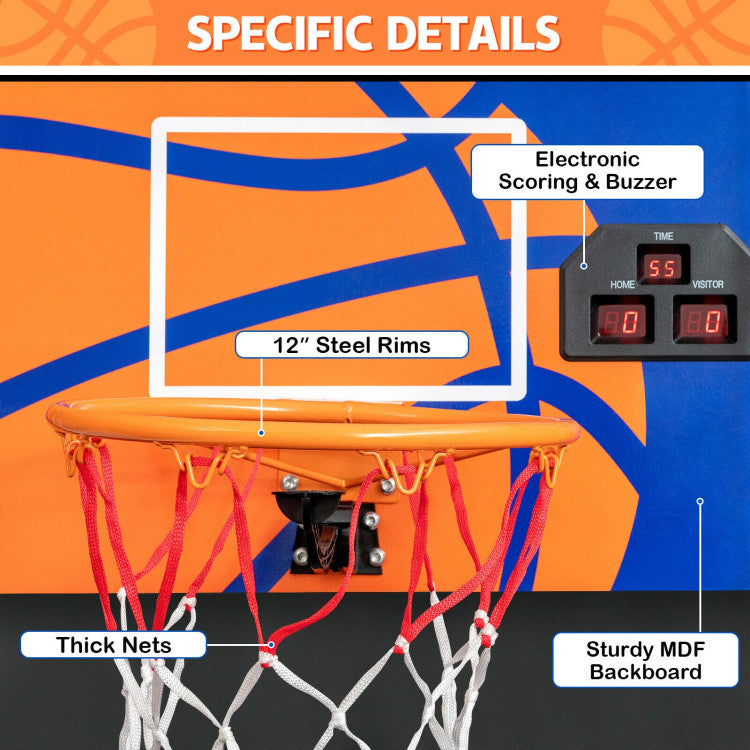 Foldable Basketball Game Machine Indoor Single Shot Arcade Game with Electronic Scorer and Buzzer for Adults Kids