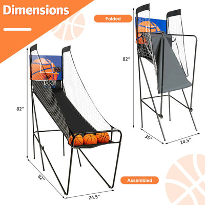 Foldable Basketball Game Machine Indoor Single Shot Arcade Game with Electronic Scorer and Buzzer for Adults Kids