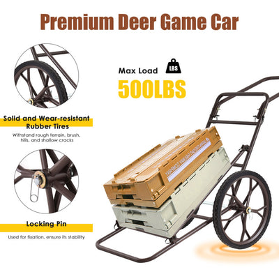 Foldable Deer Game Cart 500 lbs Heavy Duty Utility Hauling Dolly Cart with 17" Rubber Wheels