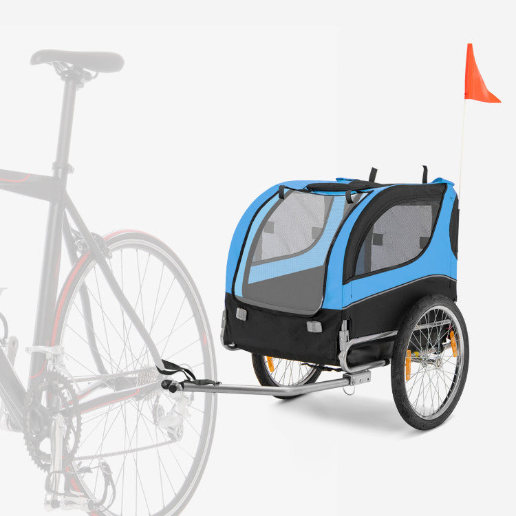 Foldable Dog Bike Trailer 2-in-1 Pet Cart with 3 Zipped Doors and 2 Mesh Windows
