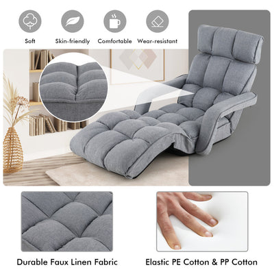Foldable Lazy Sofa Single Bed 6-Position Adjustable Floor Chair Chaise Lounger Recliner with Adjustable Backrest and Footrest