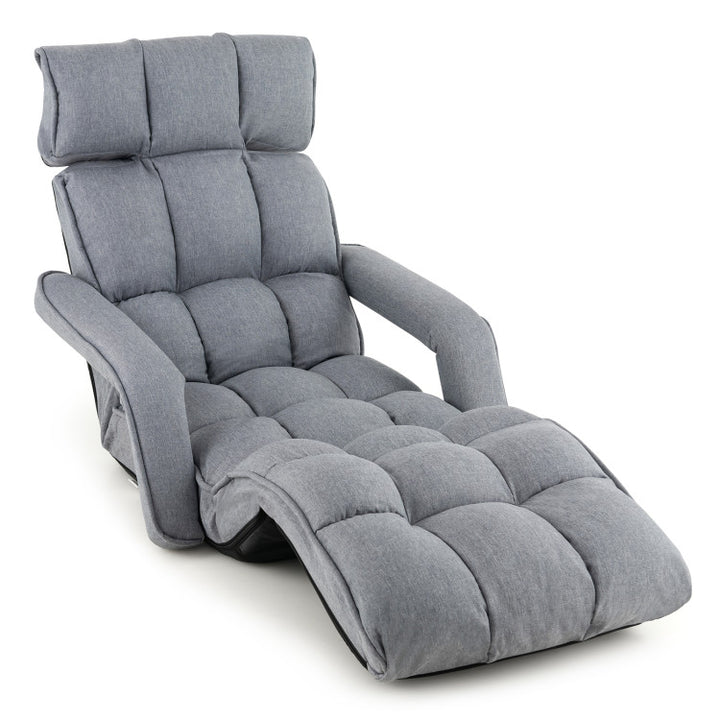 Foldable Lazy Sofa Single Bed 6-Position Adjustable Floor Chair Chaise Lounger Recliner with Adjustable Backrest and Footrest
