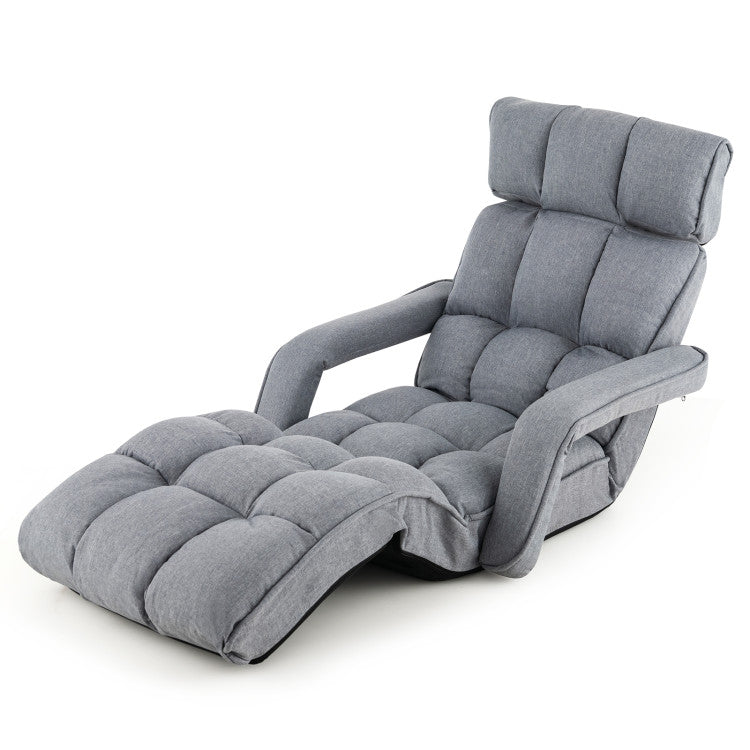 Foldable Lazy Sofa Single Bed 6-Position Adjustable Floor Chair Chaise Lounger Recliner with Adjustable Backrest and Footrest