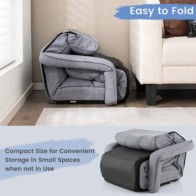 Foldable Lazy Sofa Single Bed 6-Position Adjustable Floor Chair Chaise Lounger Recliner with Adjustable Backrest and Footrest