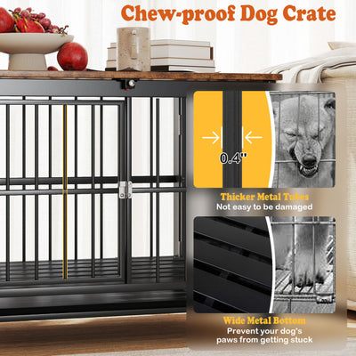 Foldable Dog Crate Furniture with Removable Tray and Lockable Door