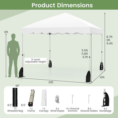 Foldable 10 X 10 Feet Pop up Canopy Tent with Wheeled Bag