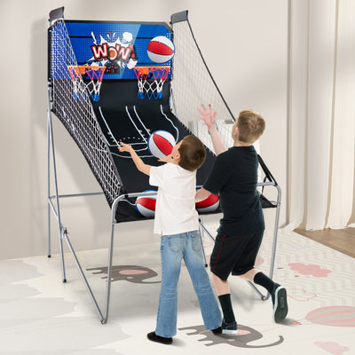 Folding Basketball Hoop Dual Shot Electronic Arcade Game with 8 Game Modes and 2 Hoops