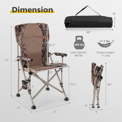 Folding Camping Chair Outdoor Portable Lawn Bench Chair with Cup Holder and Carry Bag For Hunting Fishing