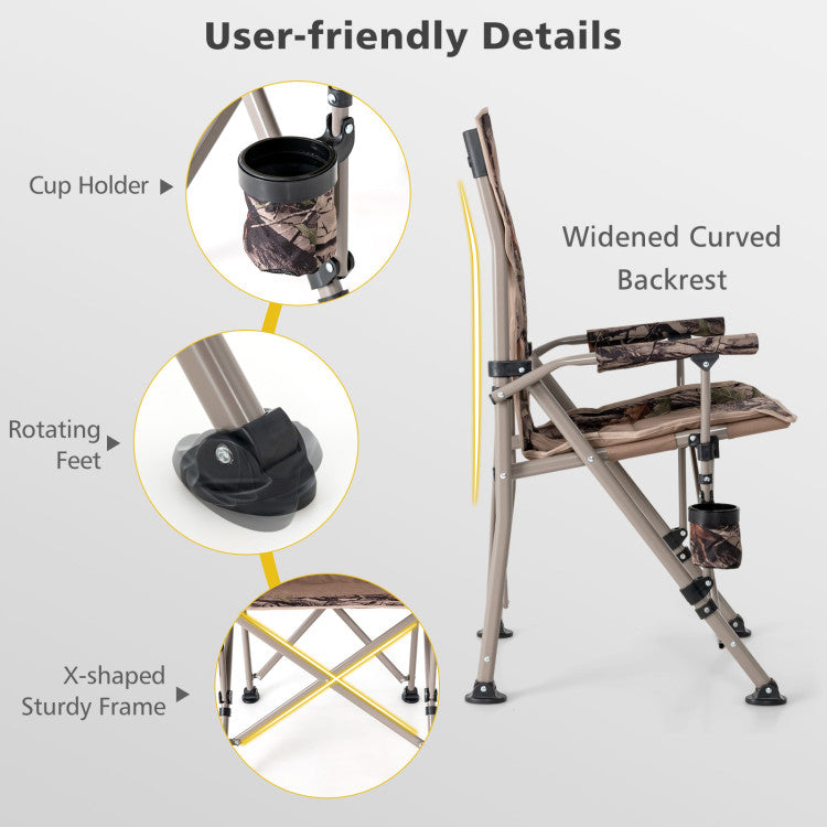 Folding Camping Chair Outdoor Portable Lawn Bench Chair with Cup Holder and Carry Bag For Hunting Fishing