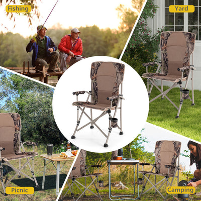 Folding Camping Chair Outdoor Portable Lawn Bench Chair with Cup Holder and Carry Bag For Hunting Fishing