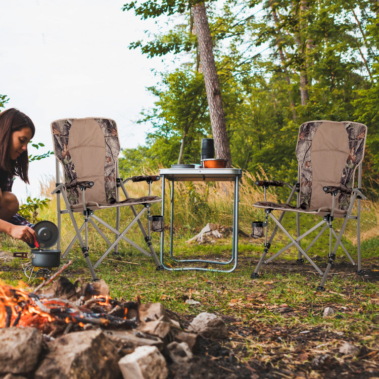 Folding Camping Chair Outdoor Portable Lawn Bench Chair with Cup Holder and Carry Bag For Hunting Fishing