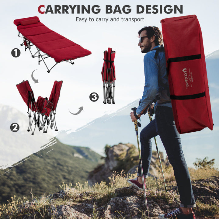 Folding Retractable Camping Cot Portable Travel Sleeping Bed with Mattress and Carry Bag