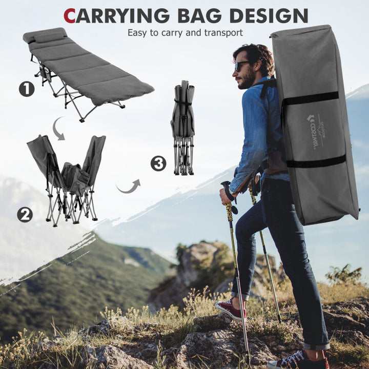 Folding Retractable Camping Cot Portable Travel Sleeping Bed with Mattress and Carry Bag