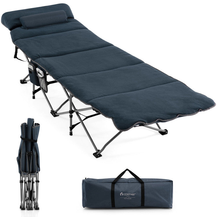 Folding Retractable Camping Cot Portable Travel Sleeping Bed with Mattress and Carry Bag