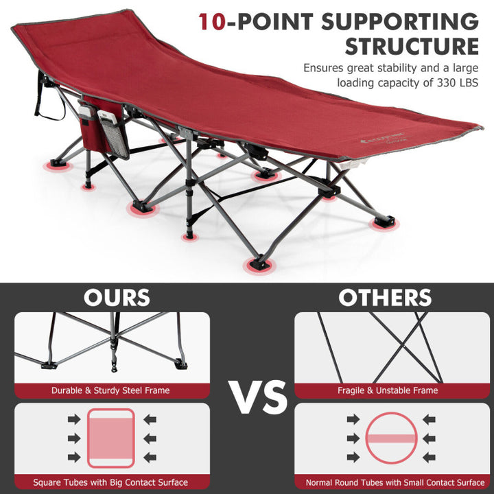 Folding Retractable Camping Cot Portable Travel Sleeping Bed with Mattress and Carry Bag