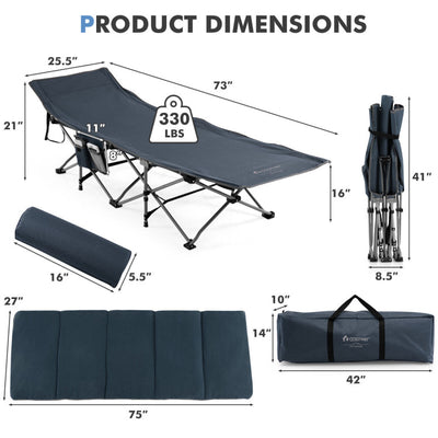 Folding Retractable Camping Cot Portable Travel Sleeping Bed with Mattress and Carry Bag