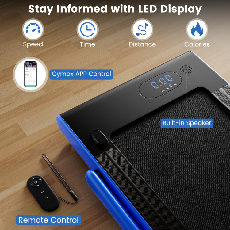3-in-1 3HP Folding Treadmill with Smart Apps Remote Control and Speakers