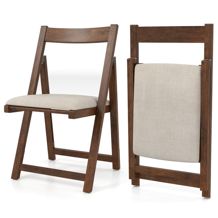 Folding Upholstered Dining Chair Set of 4 with Curved Backrest