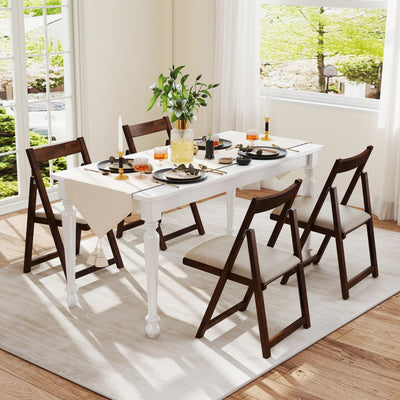 Folding Upholstered Dining Chair Set of 4 with Curved Backrest