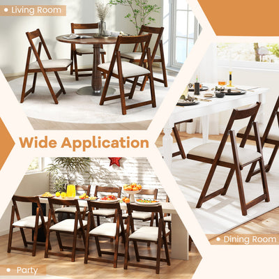 Folding Upholstered Dining Chair Set of 4 with Curved Backrest