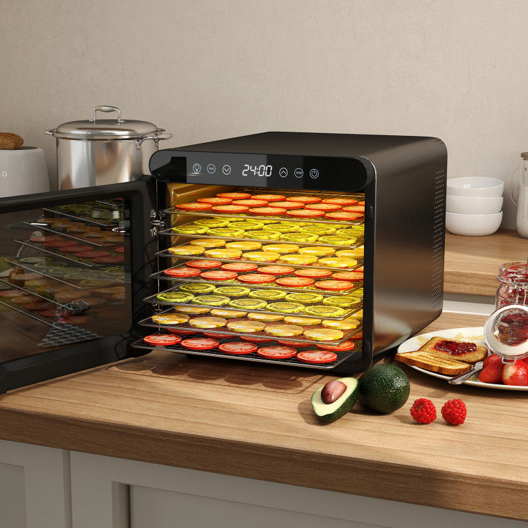 Food Dehydrator Dryer Machine with 7 Stainless Steel Trays, 1-24H Timer for Fruit Meat Herbs Jerky