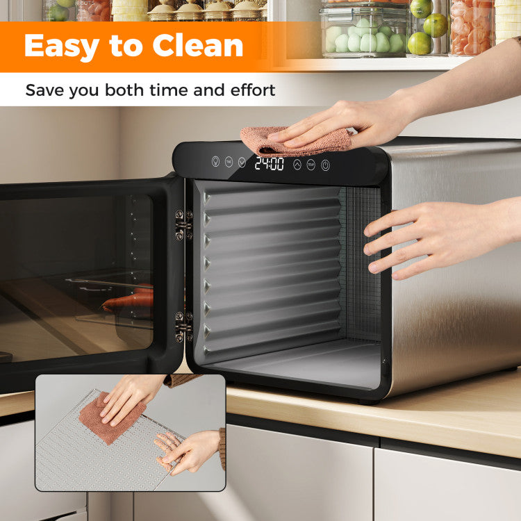 Food Dehydrator Dryer Machine with 7 Stainless Steel Trays, 1-24H Timer for Fruit Meat Herbs Jerky