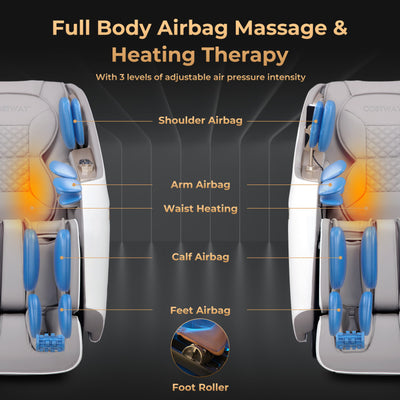 Full Body Massage Chair Zero Gravity SL Track Massage Recliner with 12 Automatic Massage Modes and Remote Control