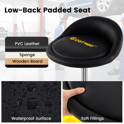 20 Inch-25 Inch Height Adjustable Rolling Garage Stool with Tool Tray Storage