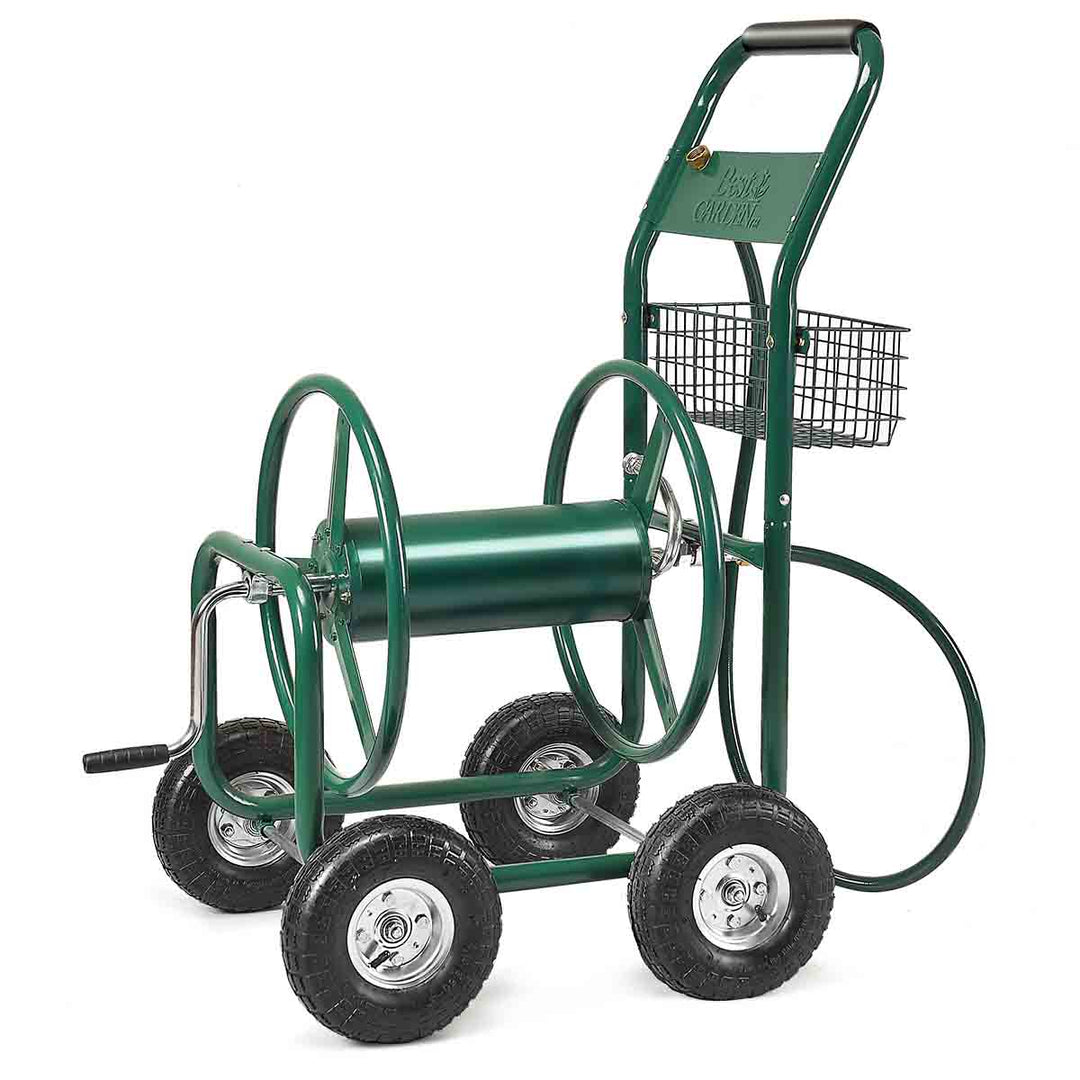 Garden Hose Reel Cart Heavy Duty Yard Water Planting Truck with Storage Basket and Wheels