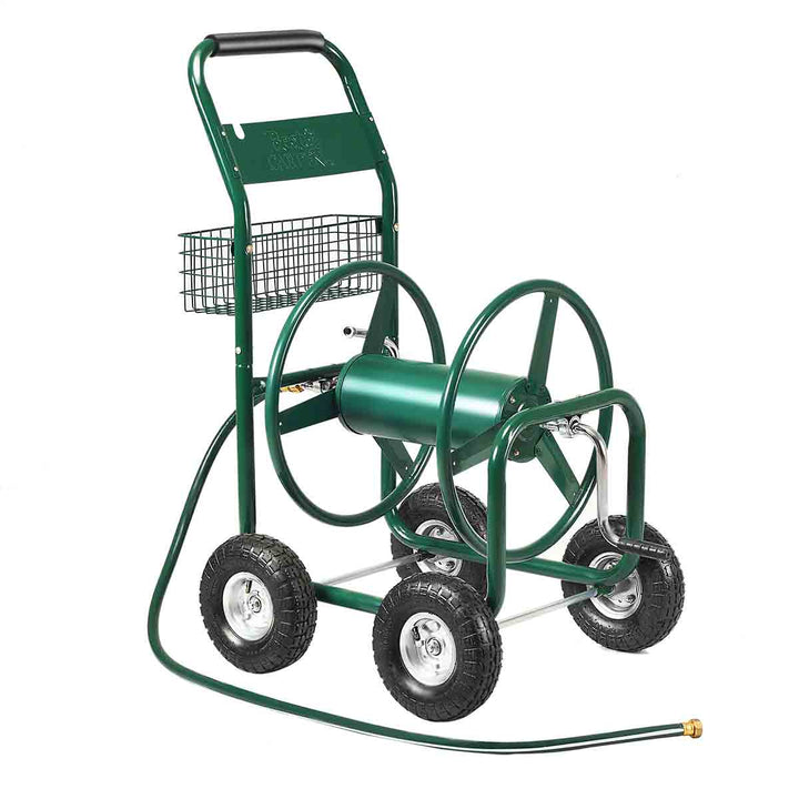 Garden Hose Reel Cart Heavy Duty Yard Water Planting Truck with Storage Basket and Wheels