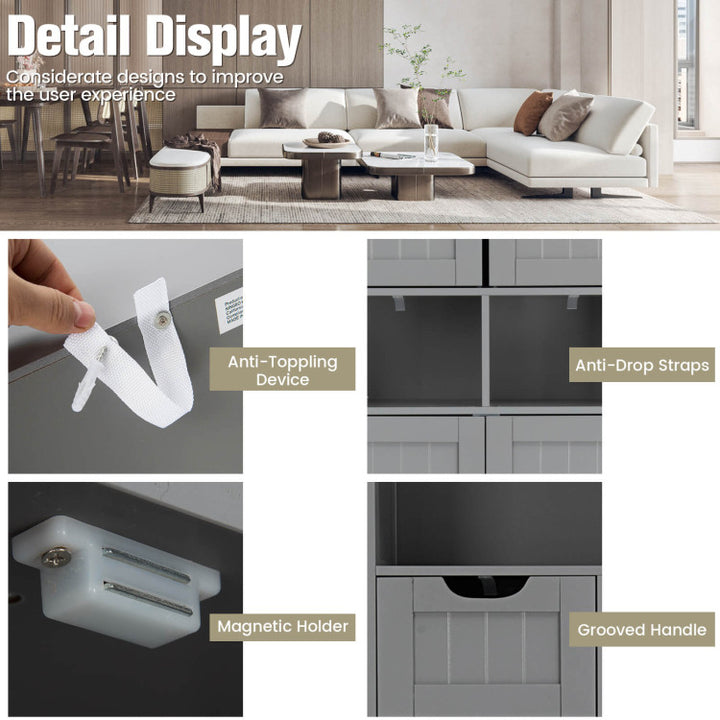 Bathroom Wooden Side Cabinet with 2 Drawers and 2 Doors