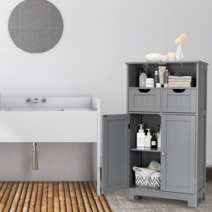 Bathroom Wooden Side Cabinet with 2 Drawers and 2 Doors