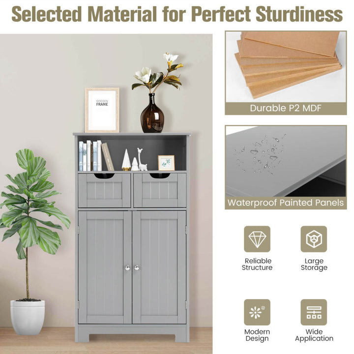 Bathroom Wooden Side Cabinet with 2 Drawers and 2 Doors
