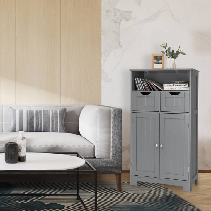 Bathroom Wooden Side Cabinet with 2 Drawers and 2 Doors