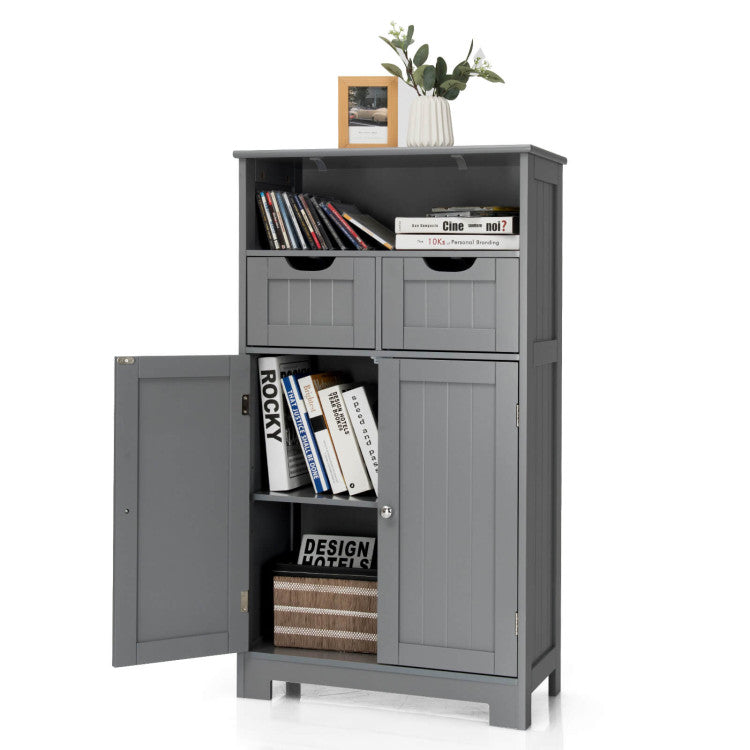 Bathroom Wooden Side Cabinet with 2 Drawers and 2 Doors