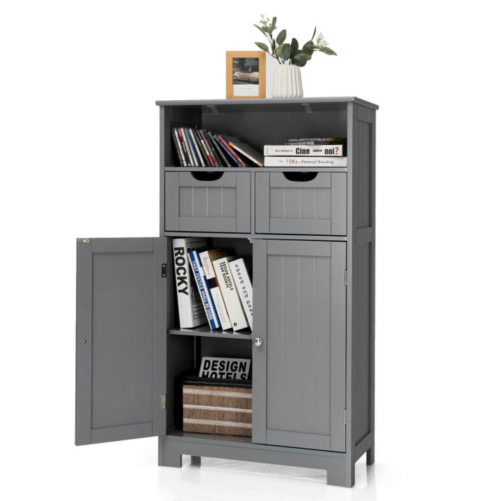 Bathroom Wooden Side Cabinet with 2 Drawers and 2 Doors