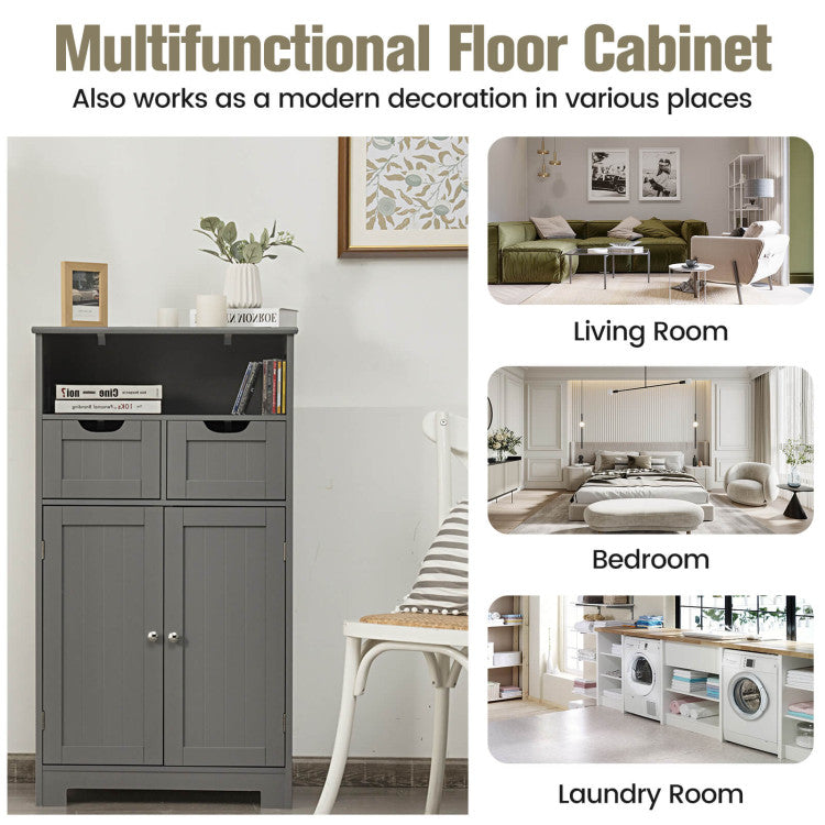 Bathroom Wooden Side Cabinet with 2 Drawers and 2 Doors
