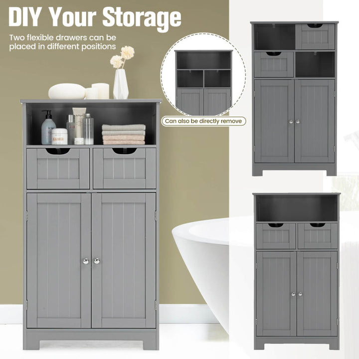 Bathroom Wooden Side Cabinet with 2 Drawers and 2 Doors