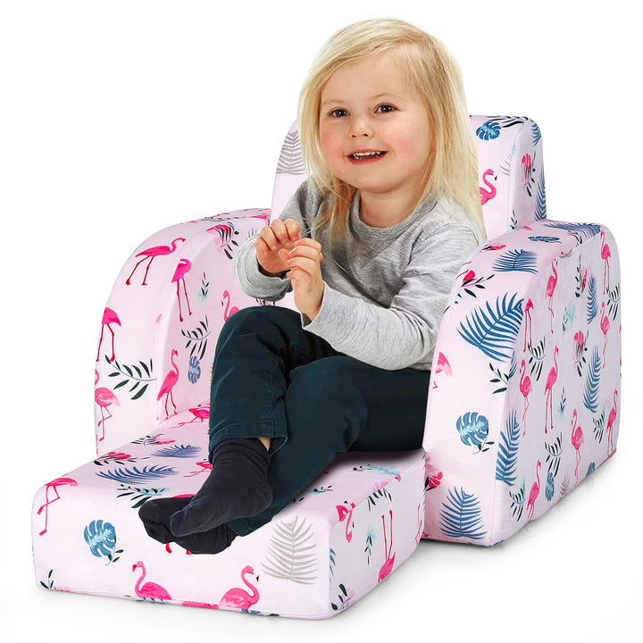3-in-1 Convertible Kids Couch, Toddler Flip-Open Lounge Bed with Comfy Backrest and Armrests