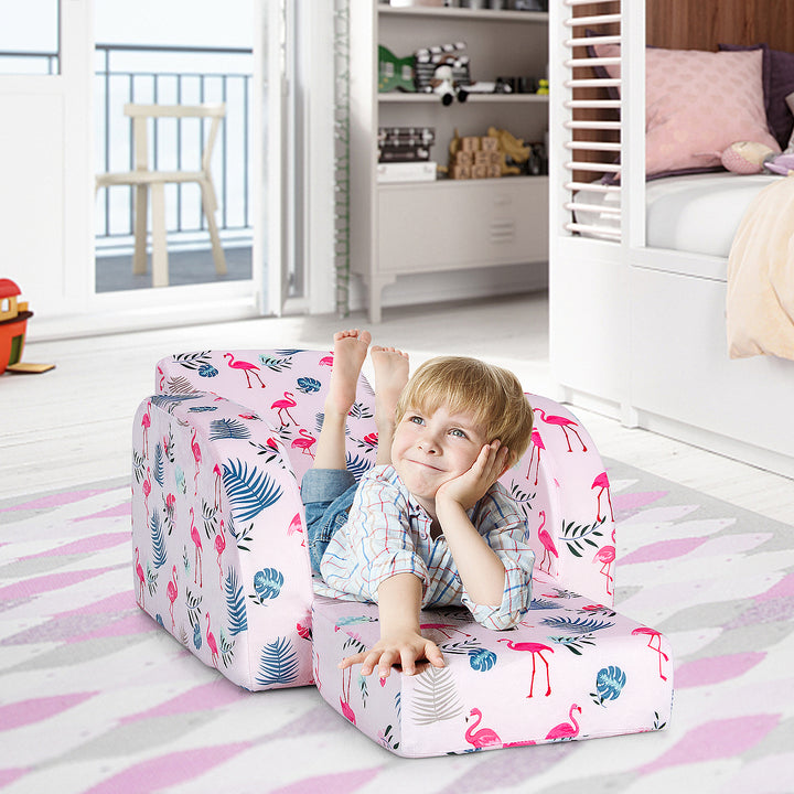 3-in-1 Convertible Kids Couch, Toddler Flip-Open Lounge Bed with Comfy Backrest and Armrests