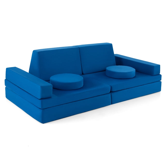 10-Piece Modular Kids Play Couch, Convertible Foam Sectional Sofa with Portable Handle