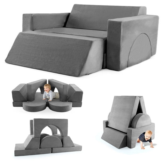 Mondular Kids Play Couch, 8PCS Toddler Sectional Sofa Building Fort for Bedroom Playroom