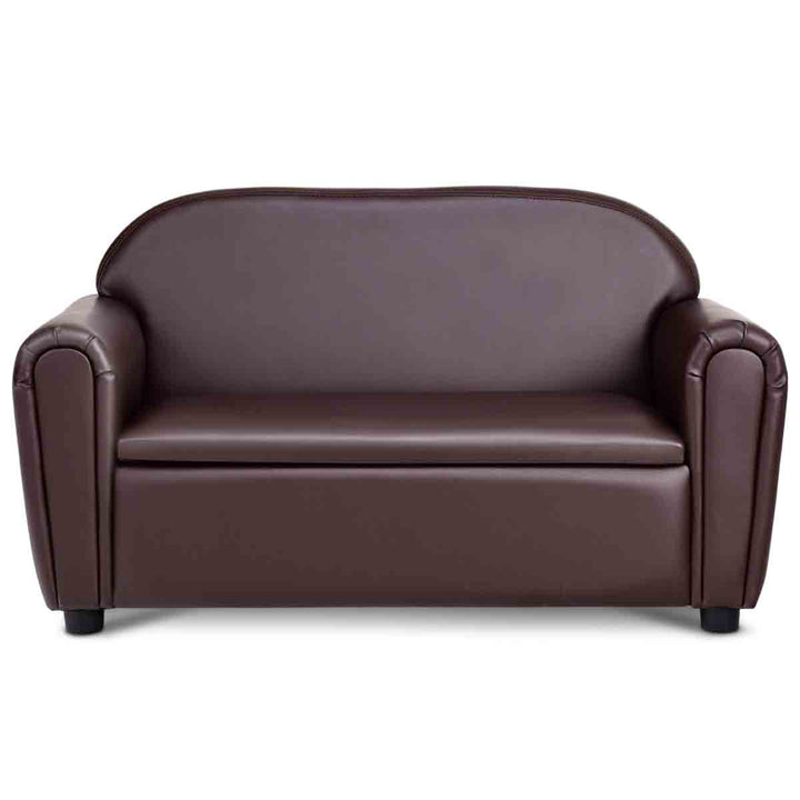 Kids Sofa, 2-Seat Children Couch with Under-Seat Storage, PVC Cover, Cozy Backrest &amp; Soft Padded Seat