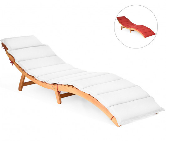 Folding Eucalyptus Outdoor Patio Lounge Chair