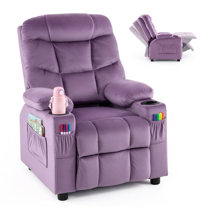 Kids Recliner Chair, Single Recliner Sofa Chair w/ Adjustable Backrest &amp; Footrest