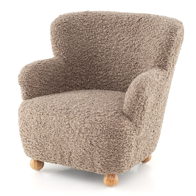 Sherpa Kids Sofa, Comfy Toddler Armchair with Solid Rubber Wood Legs