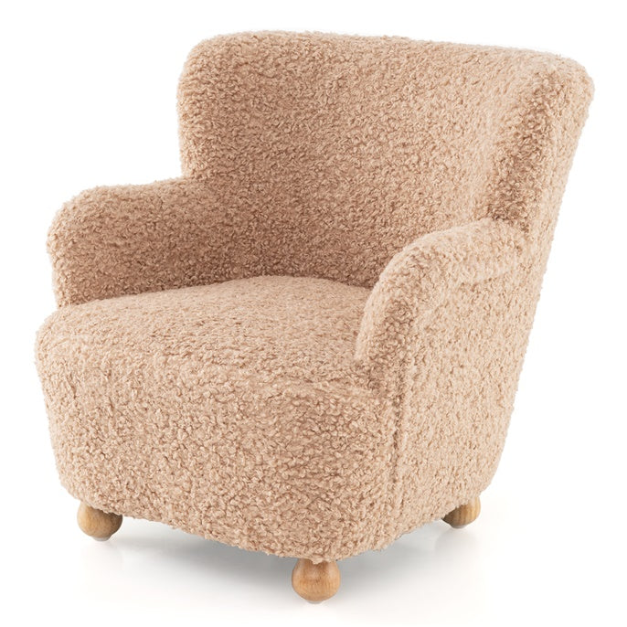 Sherpa Kids Sofa, Comfy Toddler Armchair with Solid Rubber Wood Legs
