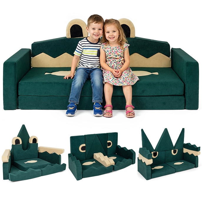 12/17/13/19 PCS Modular Kids Play Couch, Snow Mountain Theme Toddler Foam Building Fort for Inspiring Creativity